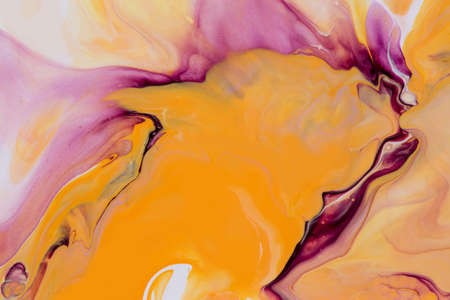 Abstract background of acrylic paint in yellow and burgundy tones