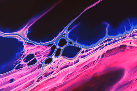 Abstract background of acrylic paint in pink and blue tonesの写真素材