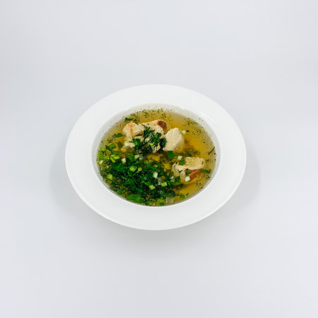 White tareka with vegetable soupの写真素材