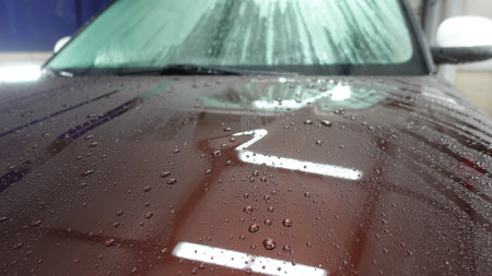 Water drops on the car bodyの写真素材