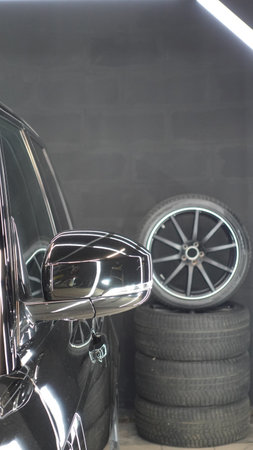 Clean car at the car wash in detailingの写真素材
