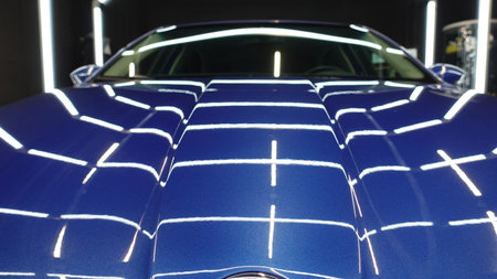 A clean blue car glassの写真素材