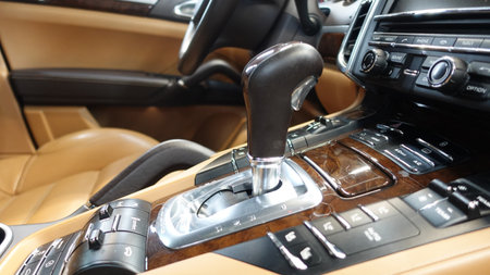 Well-groomed leather interior of the carの写真素材