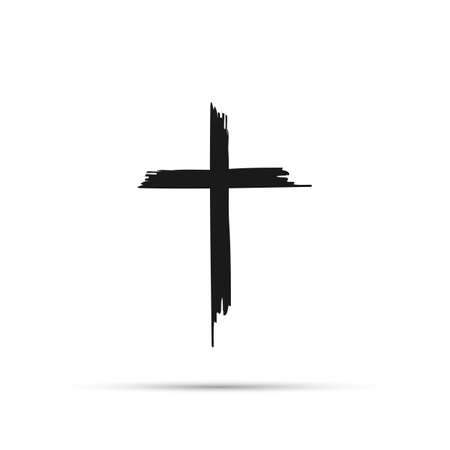 Vector cross silhouette with blood and shadow. Vector stock illustration.のイラスト素材
