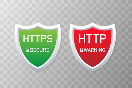 HTTP and HTTPS Protocols. Safe and Secure Wev Browsing. Vector stock Illustration.のイラスト素材