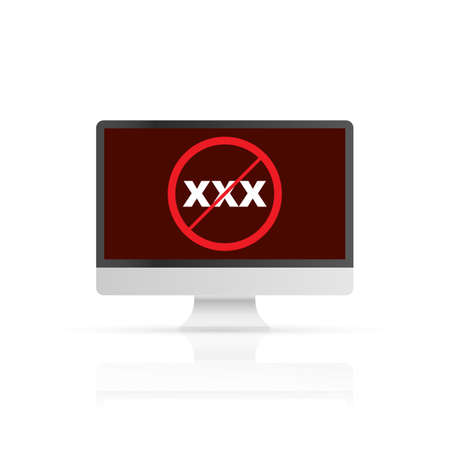 No XXX icon on computer screen. Vector stock illustration.のイラスト素材