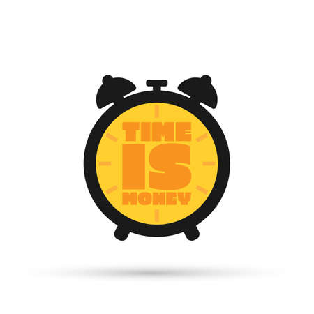 Time is money concept, clock and coin, long term financial investment, superannuation savings, future income, annual revenue, money profit and benefit, vector flat line iconのイラスト素材
