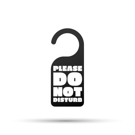 Black Hotel Door Hanger Tags, Messages - Please Do Not Disturb Sign. Vector stock illustration.のイラスト素材