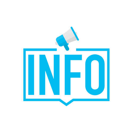 Info blue label on white background. Vector stock illustration.のイラスト素材
