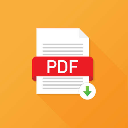 Download PDF button. Downloading document concept. File with PDF label and down arrow sign. Vector stock illustration.のイラスト素材
