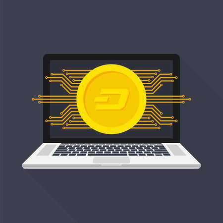 Networks - Business and Global Financial Connections, Cryptocurrency, Dash Trading, Online Banking and Money Transfer Concept Design. Vector stock illustration.のイラスト素材