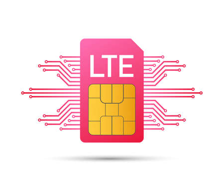 LTE Sim Card. Mobile telecommunications technology symbol. Vector stock illustration.のイラスト素材