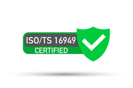 ISO TS 16949 Certified badge, icon. Certification stamp. Flat design vector. Vector stock illustration.のイラスト素材