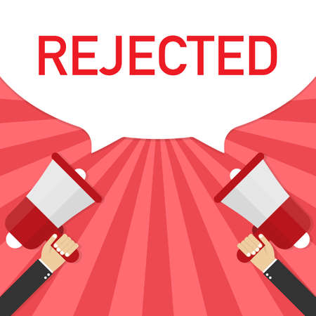 Rejected. Badge with megaphone icon. Flat vector sock illustration.のイラスト素材