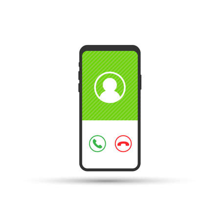 Smartphone with incoming call on display. Vector stock illustration.のイラスト素材