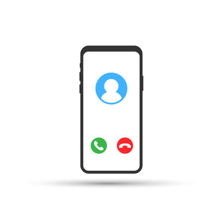 Incoming call. Smartphone with call screen. Vector stock illustration.のイラスト素材