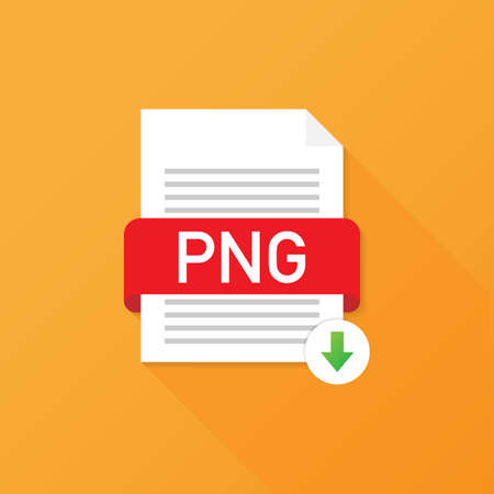 Download PNG button. Downloading document concept. File with PNG label and down arrow sign. Vector stock illustration.のイラスト素材