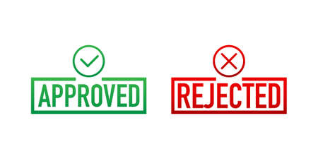 Approved and rejected label sticker icon. Vector stock illustration.のイラスト素材