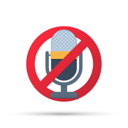 No recording sign. No microphone sign on white background. Vector stock illustration.のイラスト素材