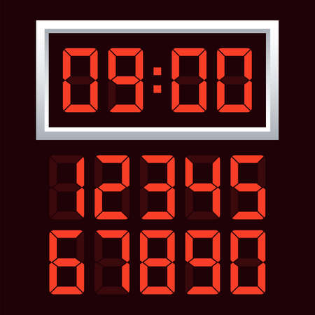 Digital clock  number set. Vector stock illustration.のイラスト素材