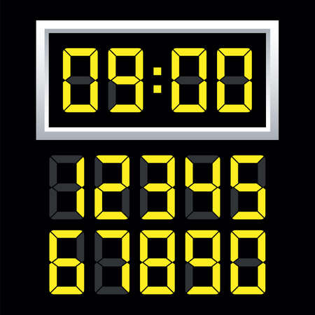 Digital clock  number set. Vector stock illustration.のイラスト素材