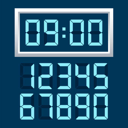Digital clock  number set. Vector stock illustration.のイラスト素材