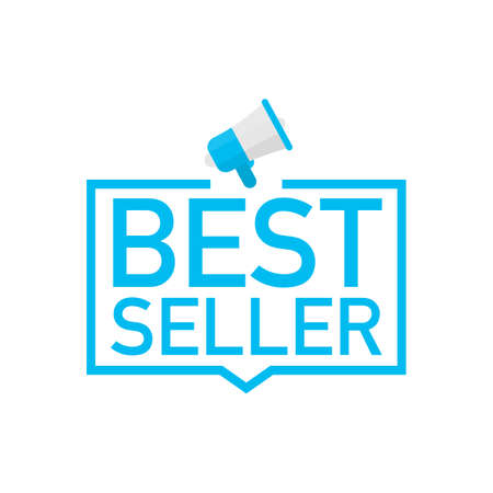 Hand holding megaphone - Best seller. Vector stock illustration.のイラスト素材