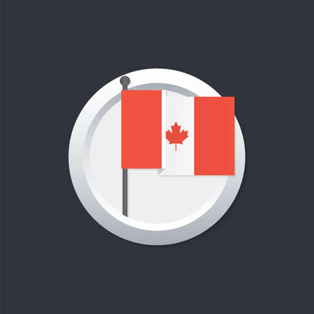 Canada flag which silver button on black background. Vector stock illustration.のイラスト素材