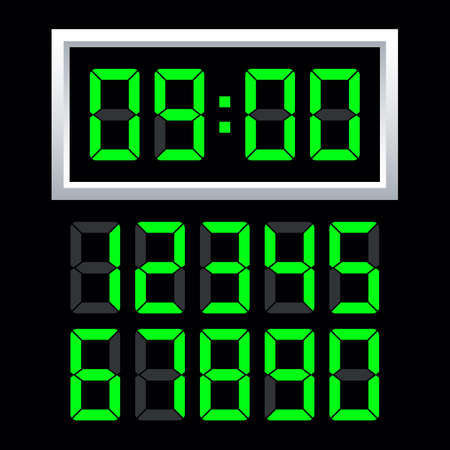 Digital clock  number set. Vector stock illustration.のイラスト素材