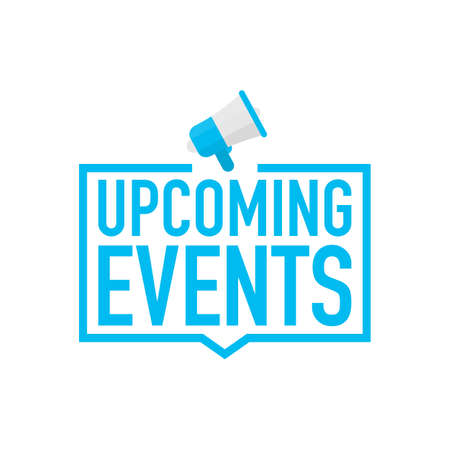 Hand holding megaphone - Upcoming events. Vector stock illustration.のイラスト素材