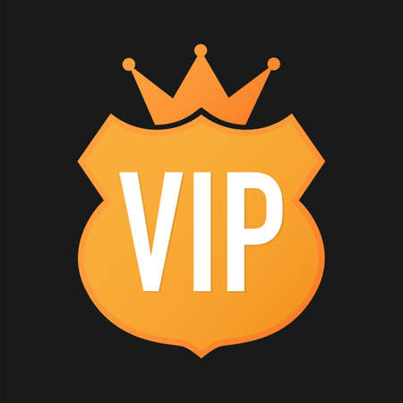Vip gold label on black background. Vector stock illustration.のイラスト素材