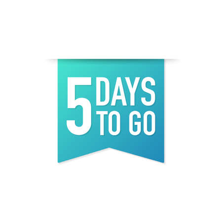 5 Days to go colorful ribbon on white background. Vector stock illustration.のイラスト素材