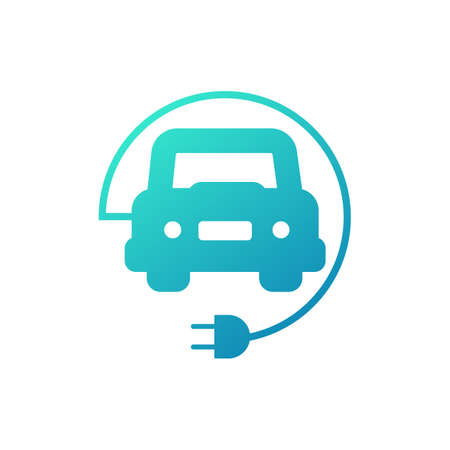 electric car charge parking icon on white background. Vector stock illustration.のイラスト素材