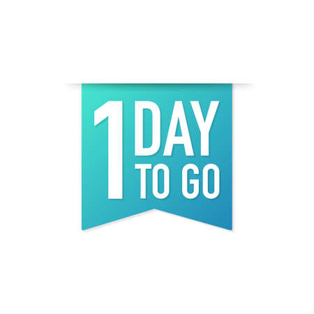 1 Day to go colorful ribbon on white background. Vector stock illustration.のイラスト素材
