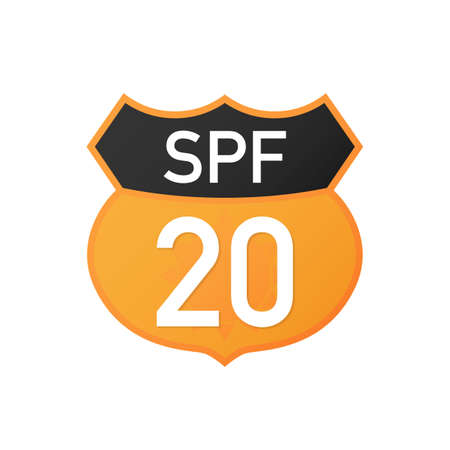 UV, sun protection SPF 20 vector icon on white background. Vector stock illustration.