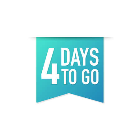4 Days to go colorful ribbon on white background. Vector stock illustration.のイラスト素材