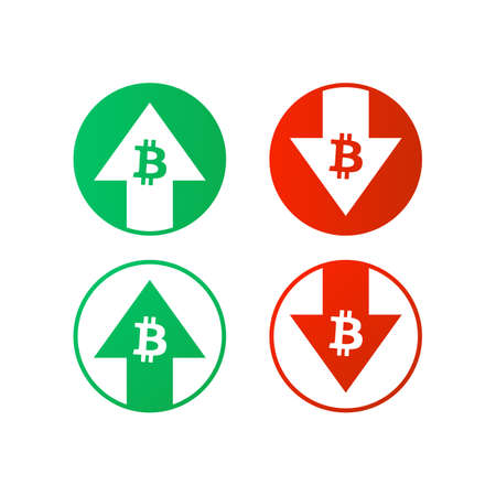 Up  Down Bitcoin Sign. Vector stock illustration.のイラスト素材