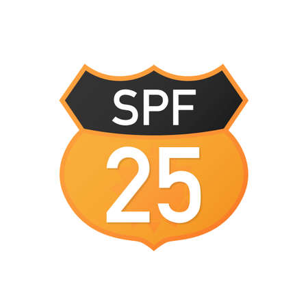 UV, sun protection SPF 25 vector icon on white background. Vector stock illustration.のイラスト素材
