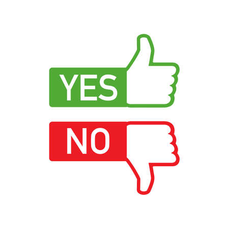 Do's and Don'ts like thumbs up or down. flat simple thumb up symbol minimal round logotype element set graphic design isolated on white. Vector stock illustration.のイラスト素材