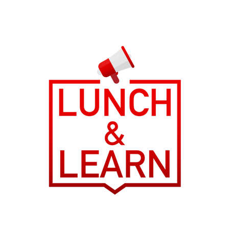 Hand holding megaphone - Lunch and learn. Vector stock illustration.のイラスト素材