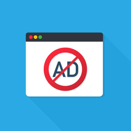 Ad block popup website sign symbol. Vector stock illustration.のイラスト素材