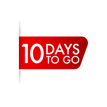 10 days to go Red ribbon. Vector stock illustration.のイラスト素材