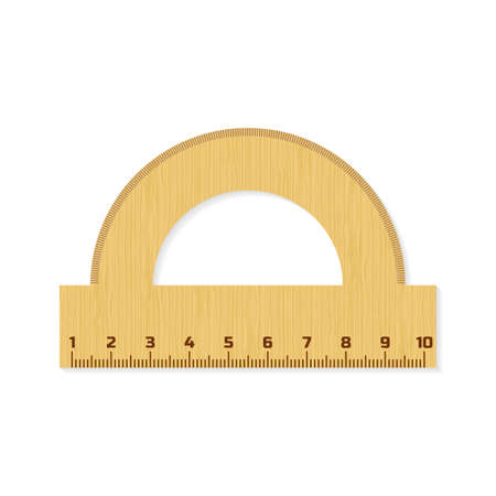 Protractor. Wooden Ruler. Instrument of Measurement. Vector stock illustration.のイラスト素材
