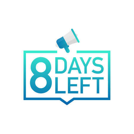 8 Days Left label on white background. Flat icon. Vector stock illustration.のイラスト素材