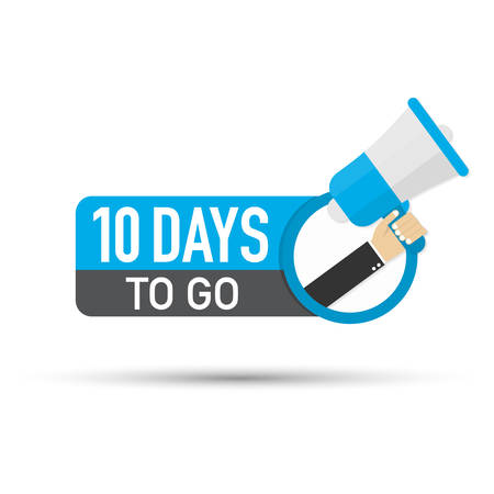 10 days to go flat icon on white background. Vector stock illustration.のイラスト素材