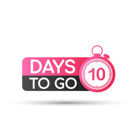 Ten Days To Go Badges or flat Design. Vector stock illustration.のイラスト素材