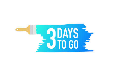 Banner with brushes, paints - 3 days to go. Vector stock illustration.のイラスト素材