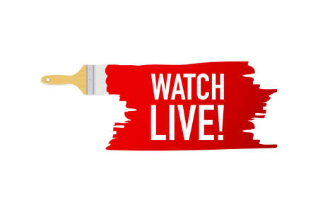 Banner with brushes, paints - Watch live! Vector stock illustration.のイラスト素材