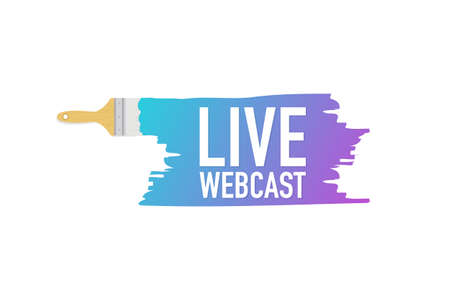Banner with brushes, paints - Live webcast. Vector stock illustration.のイラスト素材