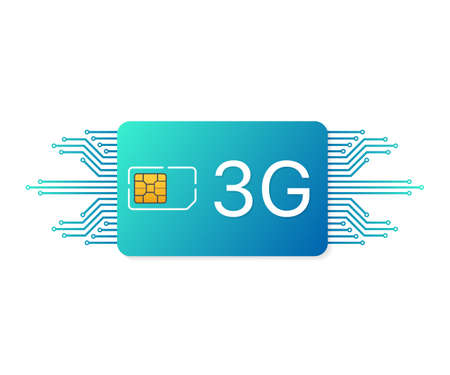 3G Sim Card. Mobile telecommunications technology symbol. Vector stock illustration.のイラスト素材